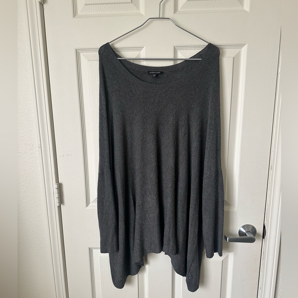 EILEEN FISHER Dark Gray Oversized Sweater.